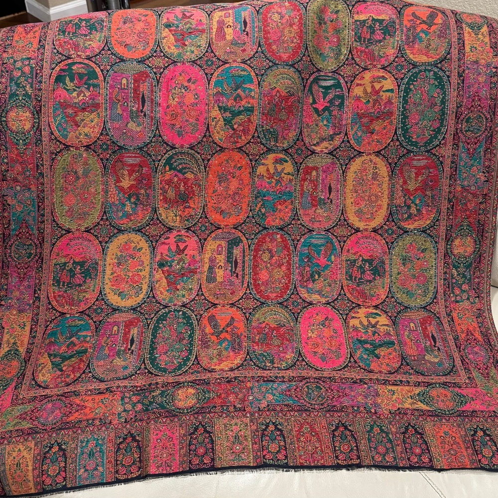 Mughal Inspired Design , Fine Quality ,Pure Pashmina,Darbar Design, Only One Lef